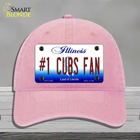 Number 1 Cubs Fan Novelty License Plate Hat Tag Unconstructed Cotton / Pink