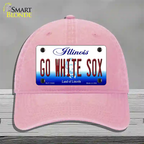 Go White Sox Novelty License Plate Hat Tag Unconstructed Cotton / Pink