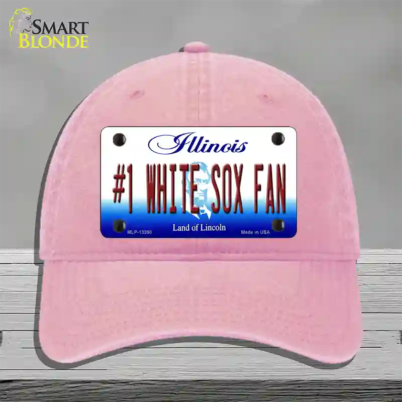 Number 1 White Sox Fan Novelty License Plate Hat Tag Unconstructed Cotton / Pink