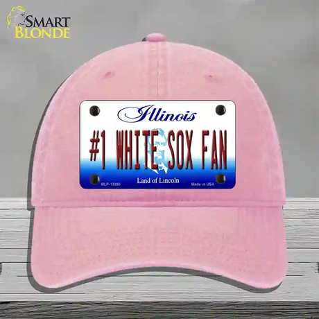 Number 1 White Sox Fan Novelty License Plate Hat Tag Unconstructed Cotton / Pink