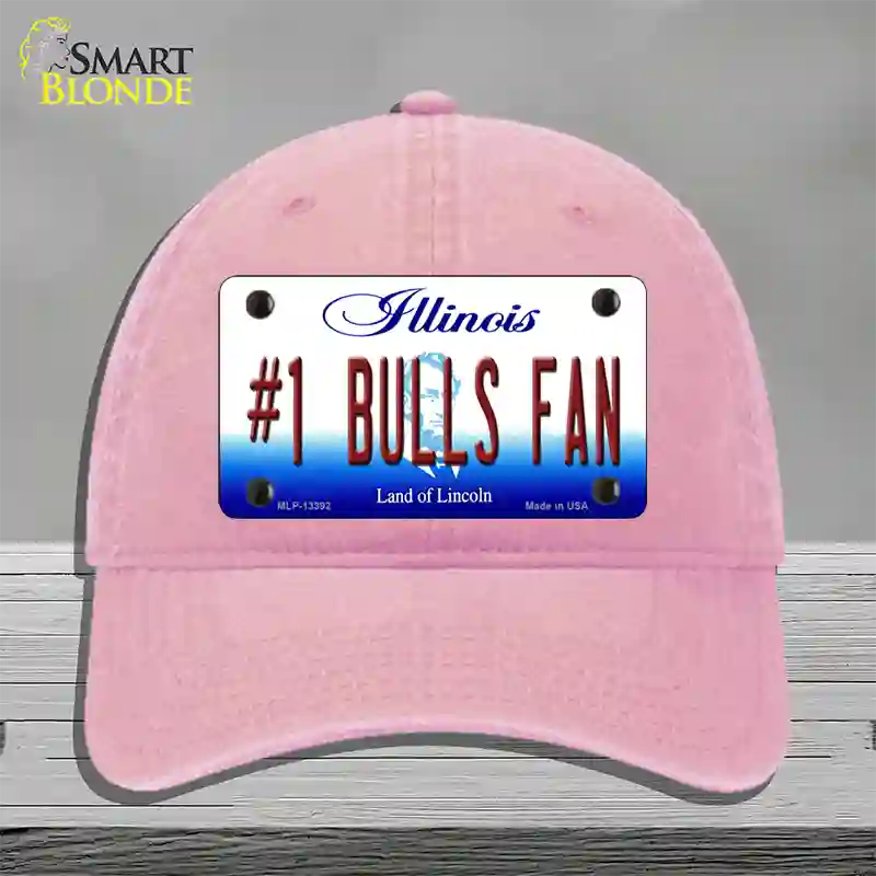 Number 1 Bulls Fan Novelty License Plate Hat Tag Unconstructed Cotton / Pink