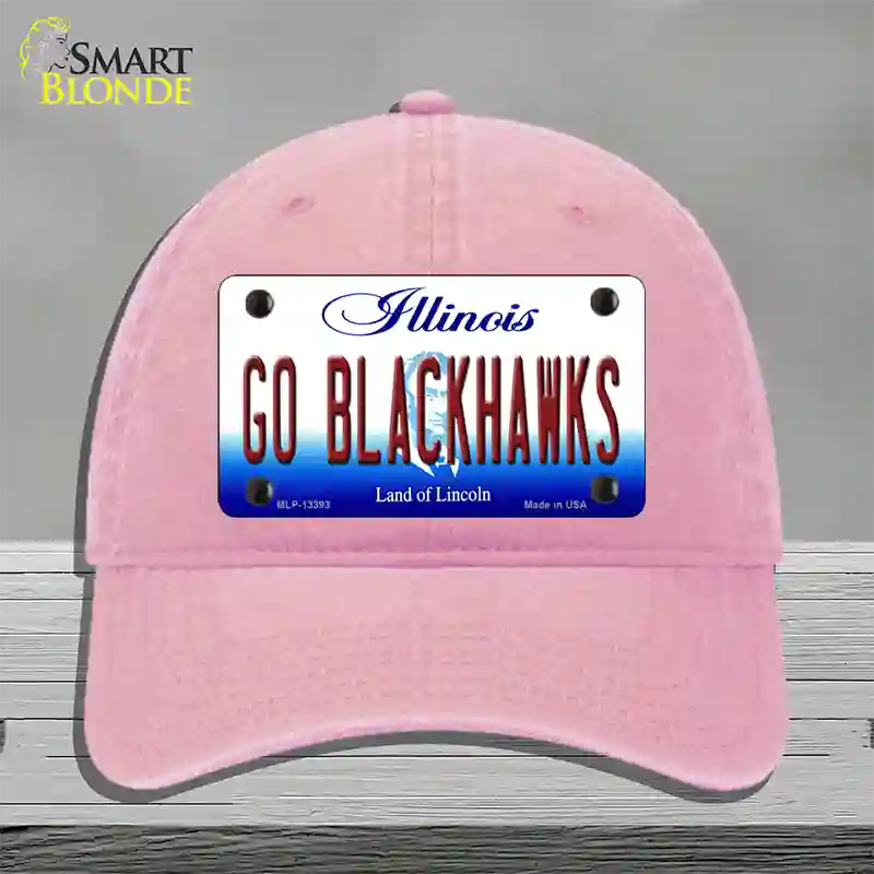 Go Blackhawks Novelty License Plate Hat Tag Unconstructed Cotton / Pink