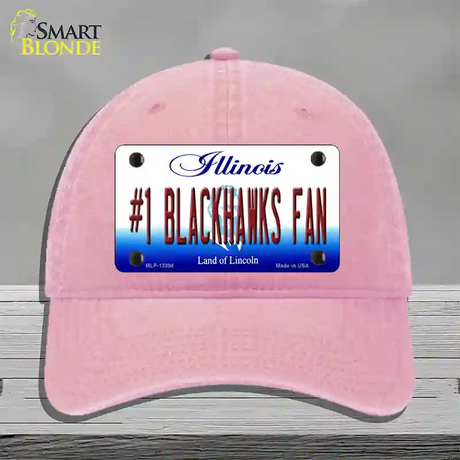 Number 1 Blackhawks Fan Novelty License Plate Hat Tag Unconstructed Cotton / Pink