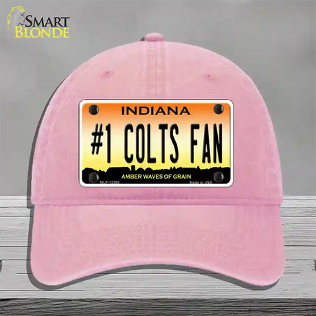 Number 1 Colts Fan Novelty License Plate Hat Tag Unconstructed Cotton / Pink