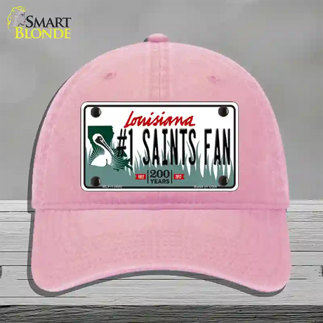 Number 1 Saints Fan Novelty License Plate Hat Tag Unconstructed Cotton / Pink