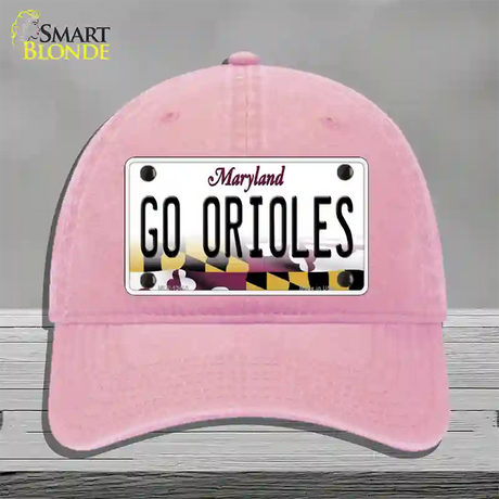 Go Orioles Novelty License Plate Hat Tag Unconstructed Cotton / Pink