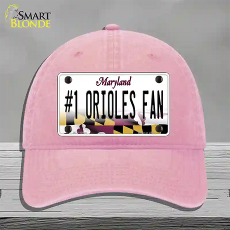 Number 1 Orioles Fan Novelty License Plate Hat Tag Unconstructed Cotton / Pink