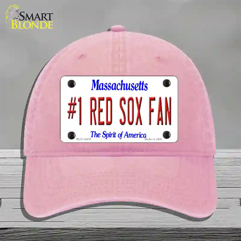 Number 1 Red Sox Fan Novelty License Plate Hat Tag Unconstructed Cotton / Pink