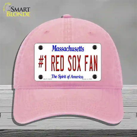 Number 1 Red Sox Fan Novelty License Plate Hat Tag Unconstructed Cotton / Pink