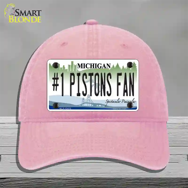 Number 1 Pistons Fan Novelty License Plate Hat Tag Unconstructed Cotton / Pink