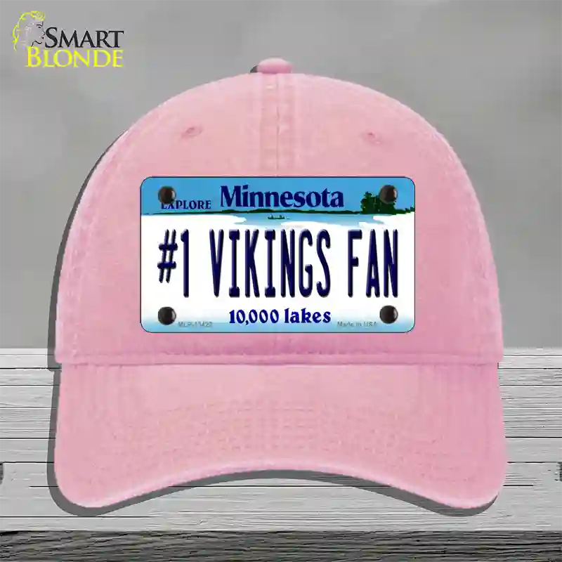 Number 1 Vikings Fan Novelty License Plate Hat Tag Unconstructed Cotton / Pink