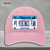 Number 1 Vikings Fan Novelty License Plate Hat Tag Unconstructed Cotton / Pink