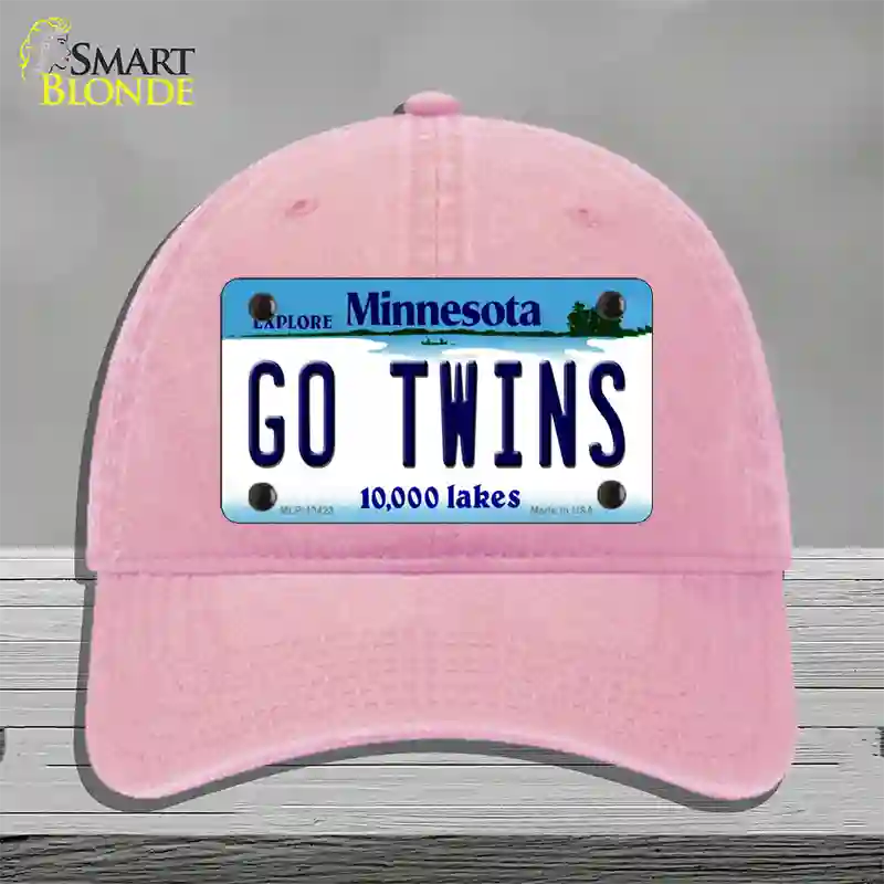 Go Twins Novelty License Plate Hat Tag Unconstructed Cotton / Pink