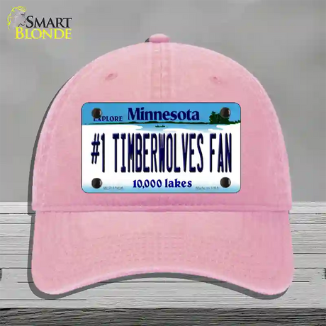 Number 1 Timberwolves Fan Novelty License Plate Hat Tag Unconstructed Cotton / Pink