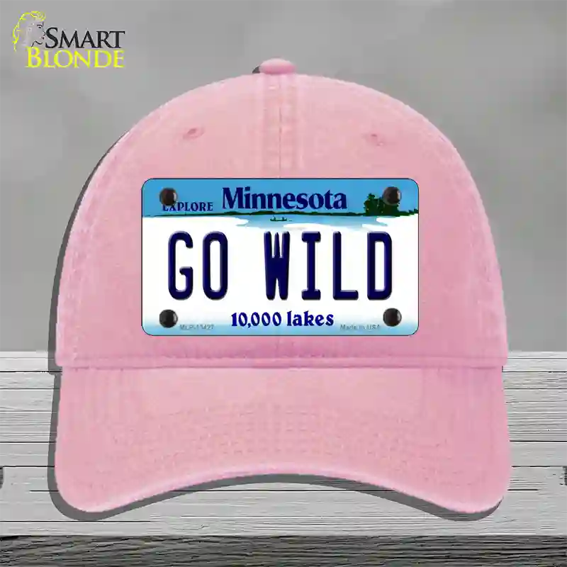 Go Wild Novelty License Plate Hat Tag Unconstructed Cotton / Pink