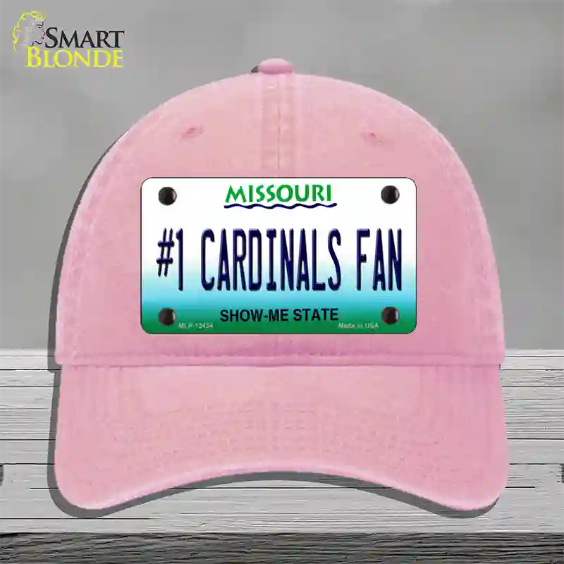 Number 1 Cardinals Fan Missouri Novelty License Plate Hat Tag Unconstructed Cotton / Pink