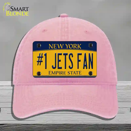 Number 1 Jets Fan New York Novelty License Plate Hat Tag Unconstructed Cotton / Pink