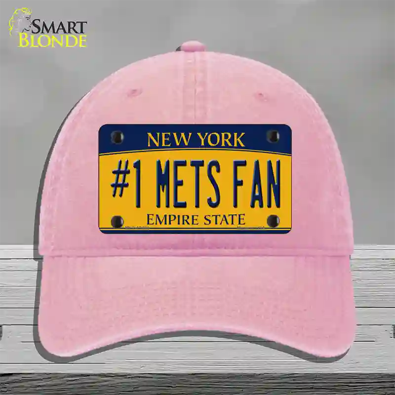 Number 1 Mets Fan Novelty License Plate Hat Tag Unconstructed Cotton / Pink