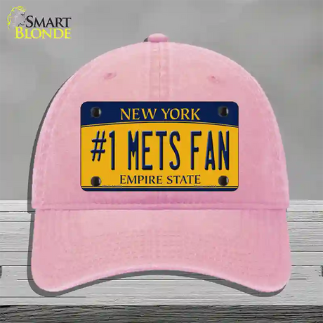 Number 1 Mets Fan Novelty License Plate Hat Tag Unconstructed Cotton / Pink