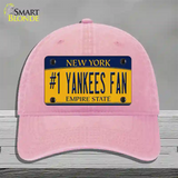 Number 1 Yankees Fan Novelty License Plate Hat Tag Unconstructed Cotton / Pink