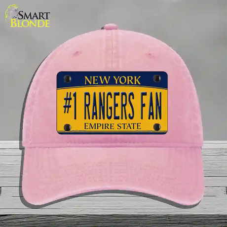 Number 1 Rangers Fan Novelty License Plate Hat Tag Unconstructed Cotton / Pink