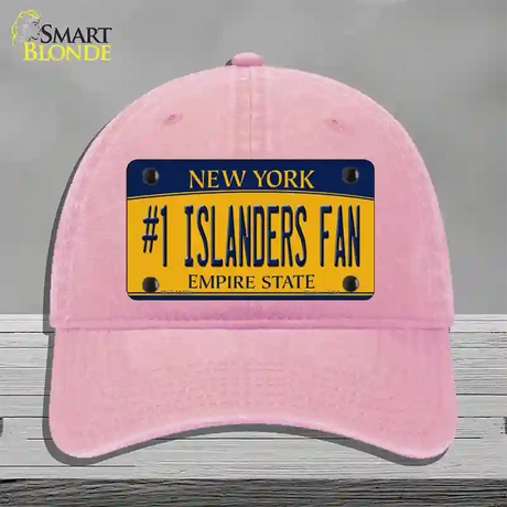 Number 1 Islanders Fan Novelty License Plate Hat Tag Unconstructed Cotton / Pink