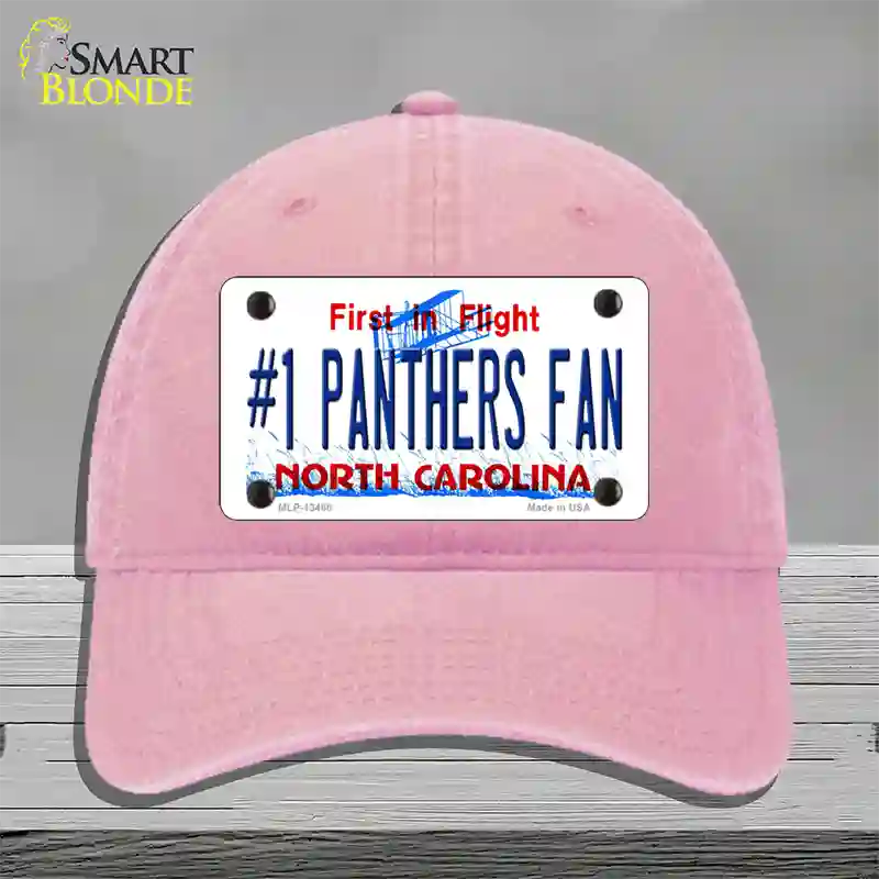 Number 1 Panthers Fan NC Novelty License Plate Hat Tag Unconstructed Cotton / Pink