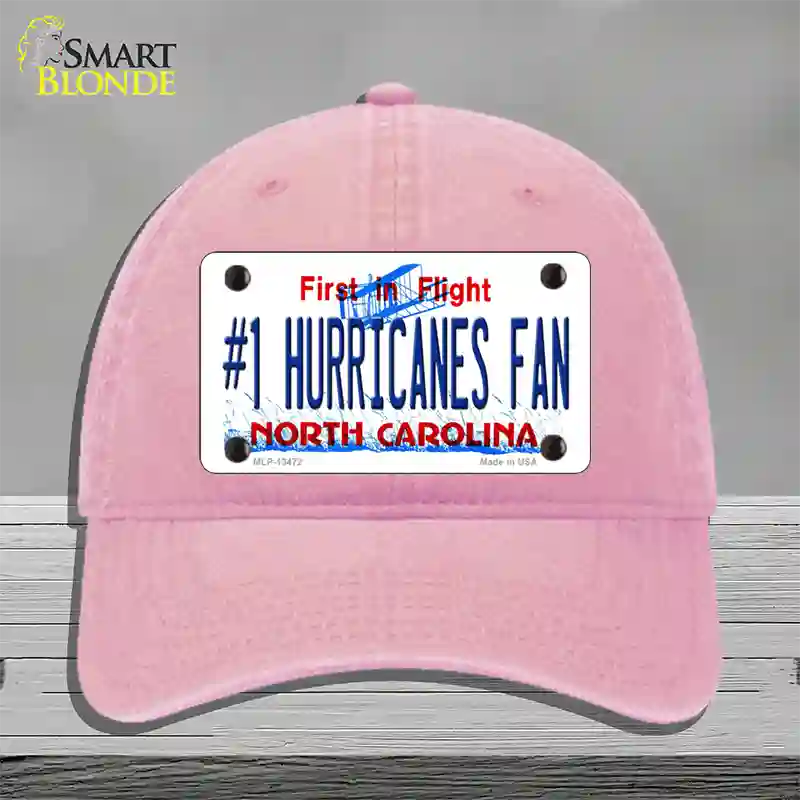 Number 1 Hurricanes Fan Novelty License Plate Hat Tag Unconstructed Cotton / Pink