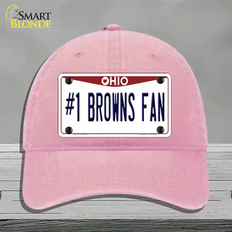 Number 1 Browns Fan Novelty License Plate Hat Tag Unconstructed Cotton / Pink