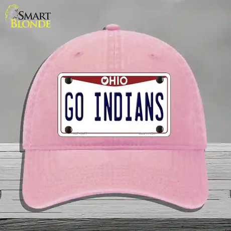 Go Indians Novelty License Plate Hat Tag Unconstructed Cotton / Pink