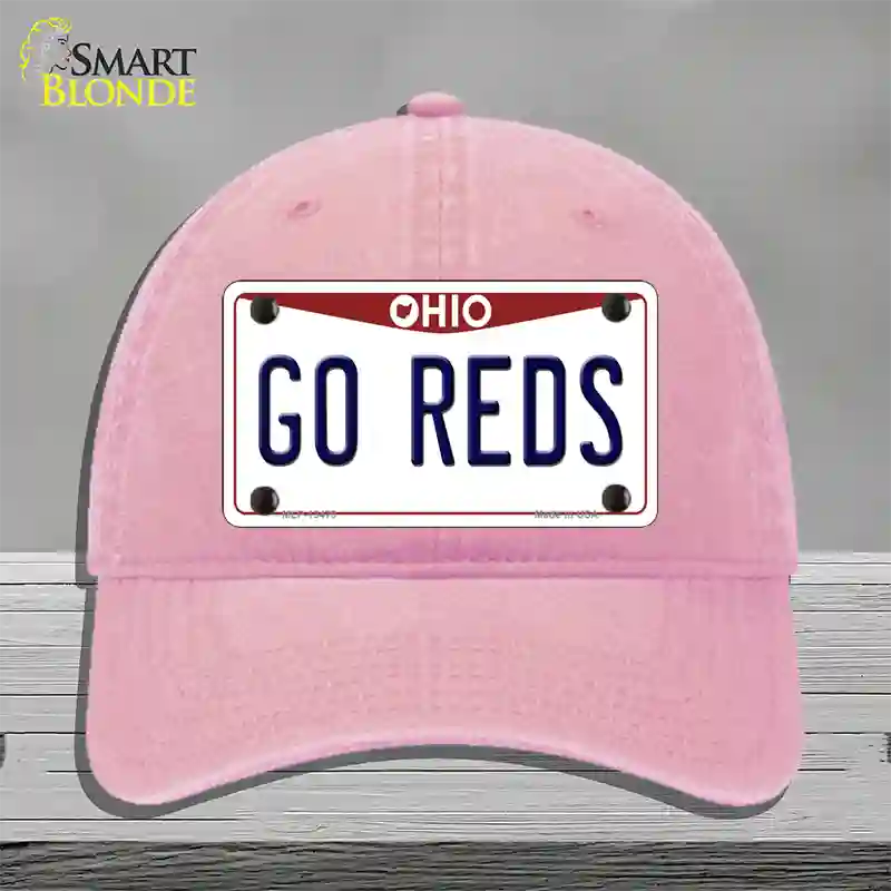 Go Reds Novelty License Plate Hat Tag Unconstructed Cotton / Pink