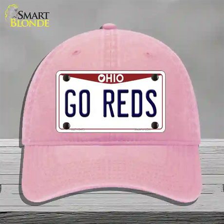 Go Reds Novelty License Plate Hat Tag Unconstructed Cotton / Pink