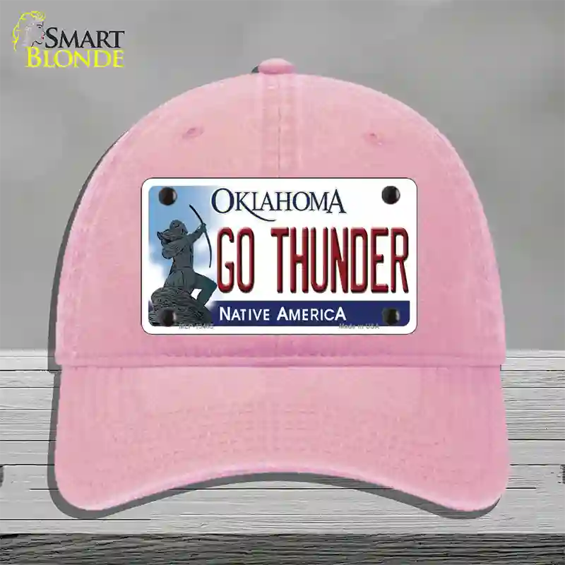 Go Thunder Novelty License Plate Hat Tag Unconstructed Cotton / Pink