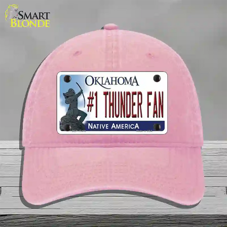 Number 1 Thunder Fan Novelty License Plate Hat Tag Unconstructed Cotton / Pink