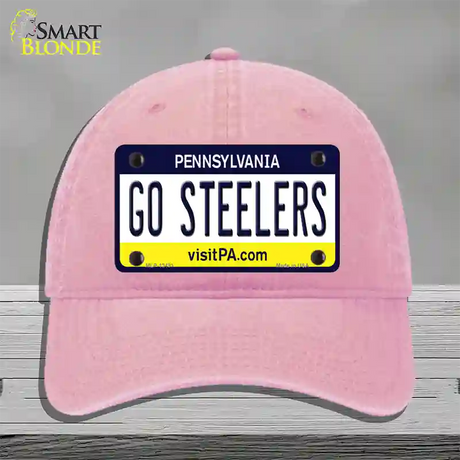 Go Steelers Novelty License Plate Hat Tag Unconstructed Cotton / Pink