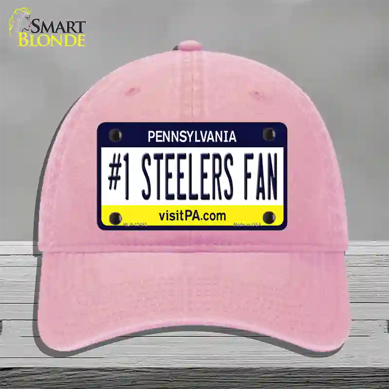 Number 1 Steelers Fan Novelty License Plate Hat Tag Unconstructed Cotton / Pink