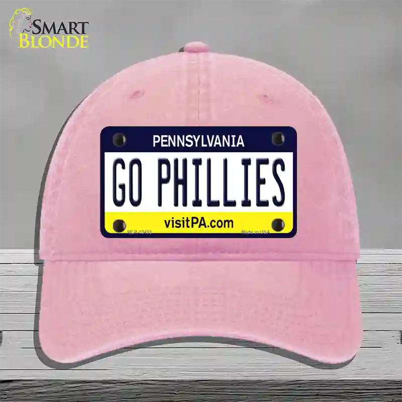 Go Phillies Novelty License Plate Hat Tag Unconstructed Cotton / Pink