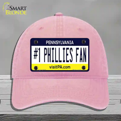 Number 1 Phillies Fan Novelty License Plate Hat Tag Unconstructed Cotton / Pink