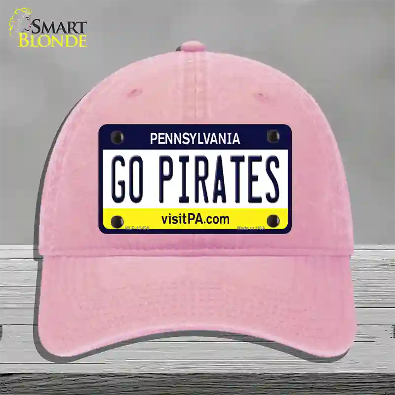 Go Pirates Novelty License Plate Hat Tag Unconstructed Cotton / Pink