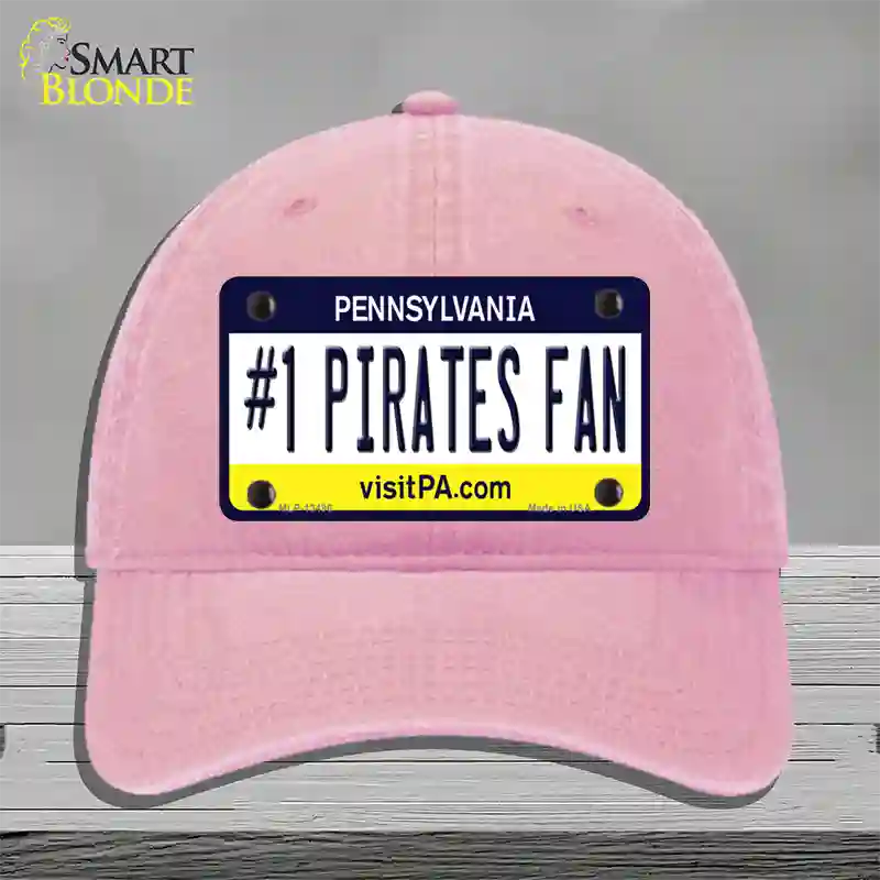 Number 1 Pirates Fan Novelty License Plate Hat Tag Unconstructed Cotton / Pink