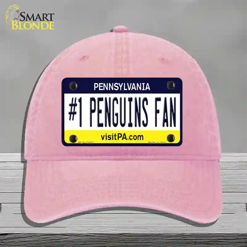 Number 1 Penguins Fan Novelty License Plate Hat Tag Unconstructed Cotton / Pink