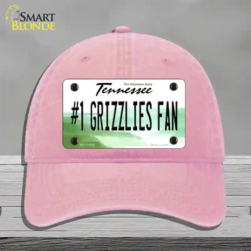 Number 1 Grizzlies Fan Novelty License Plate Hat Tag Unconstructed Cotton / Pink