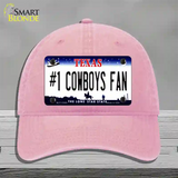 Number 1 Cowboys Fan Novelty License Plate Hat Tag Unconstructed Cotton / Pink