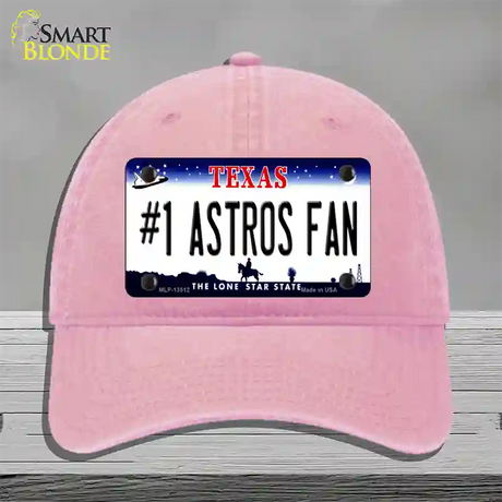 Number 1 Astros Fan Novelty License Plate Hat Tag Unconstructed Cotton / Pink