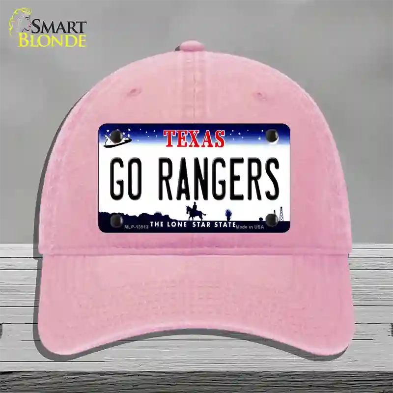 Go Rangers Texas Novelty License Plate Hat Tag Unconstructed Cotton / Pink