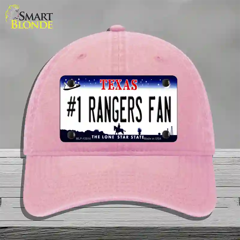 Number 1 Rangers Fan Texas Novelty License Plate Hat Tag Unconstructed Cotton / Pink