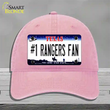 Number 1 Rangers Fan Texas Novelty License Plate Hat Tag Unconstructed Cotton / Pink