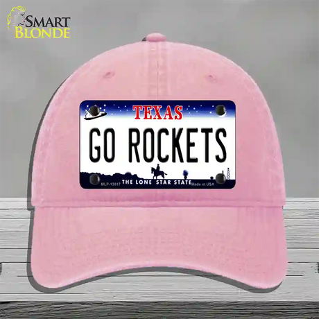 Go Rockets Novelty License Plate Hat Tag Unconstructed Cotton / Pink