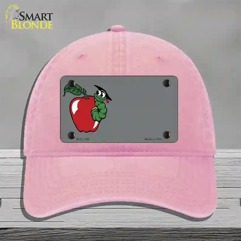 Teacher Apple Offset Novelty License Plate Hat Unconstructed Cotton / Pink