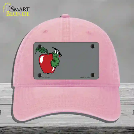 Teacher Apple Offset Novelty License Plate Hat Unconstructed Cotton / Pink